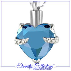 ECN15 Light Blue Embraced Heart Eternity Collection™ Necklace