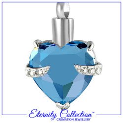 ECN15 Light Blue Embraced Heart Eternity Collection™ Necklace