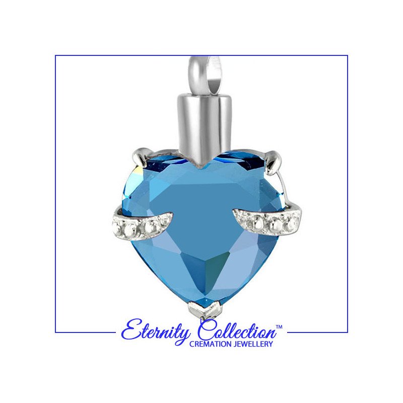 ECN15 Light Blue Embraced Heart Eternity Collection™ Necklace