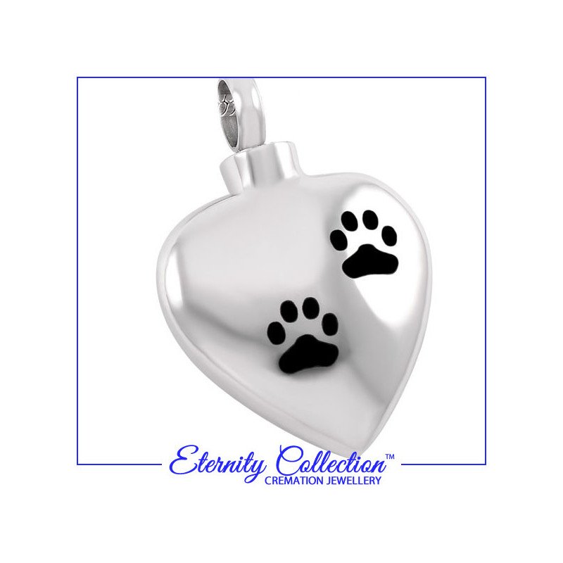 ECN31 Silver Paw Print Heart Eternity Collection™ Necklace
