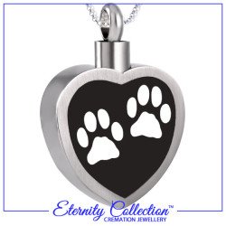 ECN32 Black Paw Print Heart Eternity Collection™ Necklace