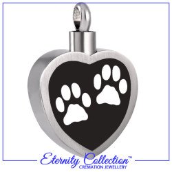 ECN32 Black Paw Print Heart Eternity Collection™ Necklace