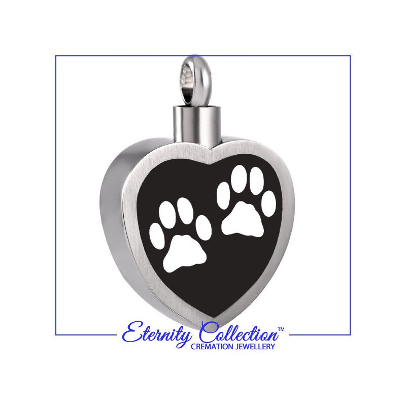 ECN32 Black Paw Print Heart Eternity Collection™ Necklace